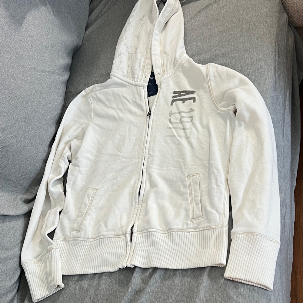 American Eagle Outfitters off-white zip hoodie